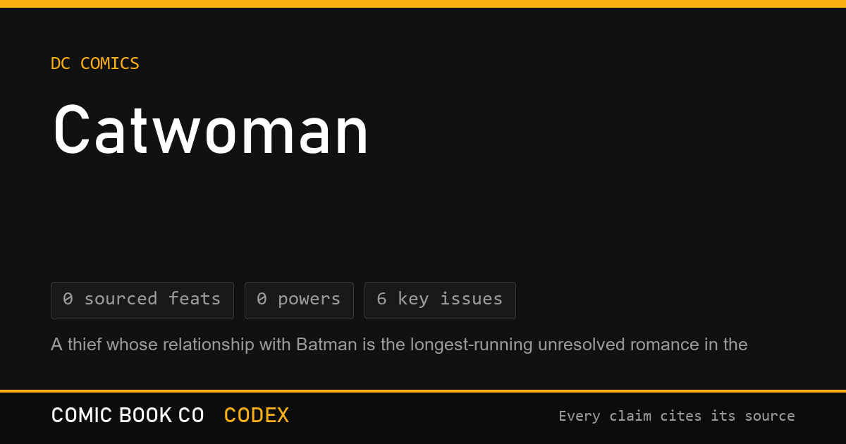 Catwoman — Key Issues, Screen Roles and Sources | Comic Book Co Codex