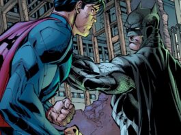 A classic comic book cover showcasing the eternal rivalry between Batman and Superman.