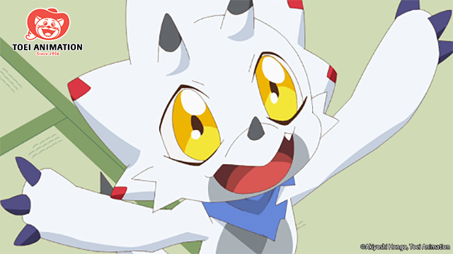 Gammamon official artwork showing cute white dinosaur Digimon design