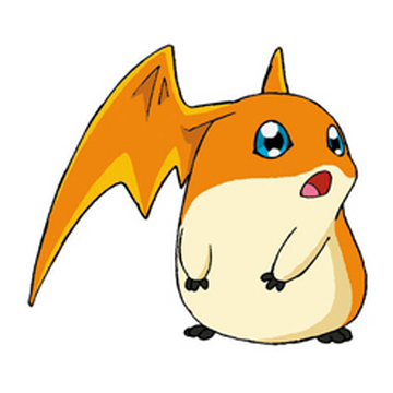 Patamon cute orange and cream hamster-like Digimon with bat wing ears