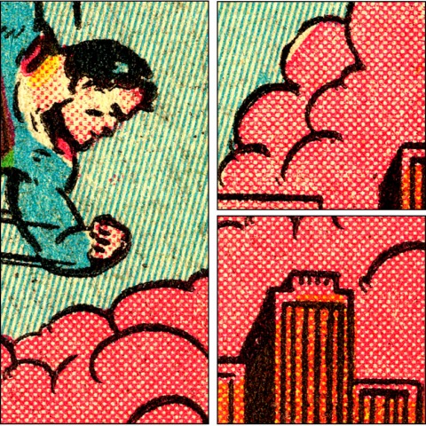Classic Ben Day dots and halftone printing techniques that defined the distinctive look of Golden Age comic books.