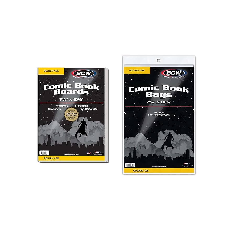 Comic book bags and boards.