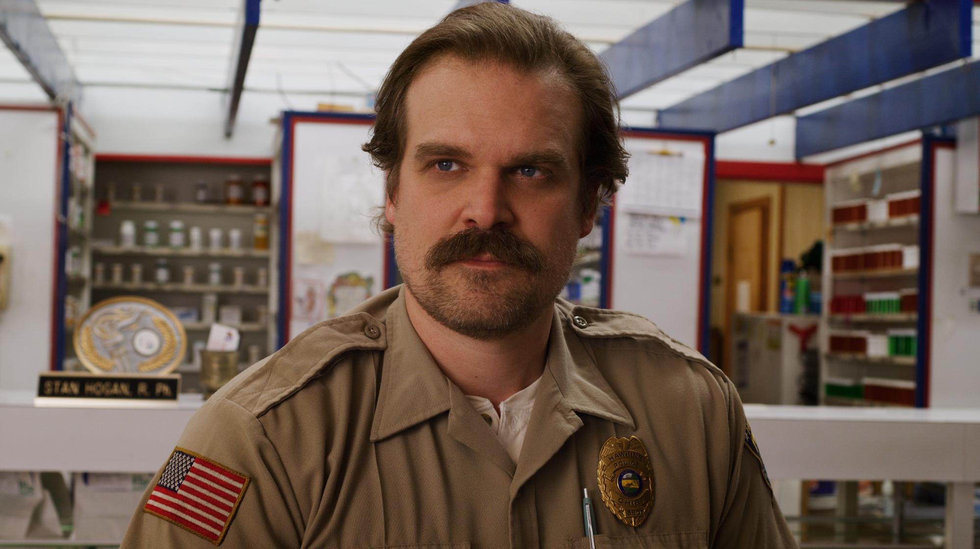 David Harbour as Chief Hopper in uniform