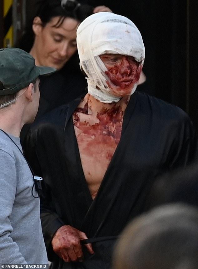 Tom Rhys Harries as Clayface on set in Liverpool