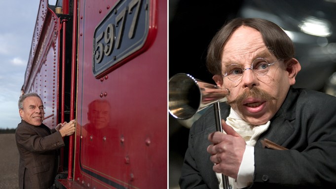Warwick Davis on the Hogwarts Express