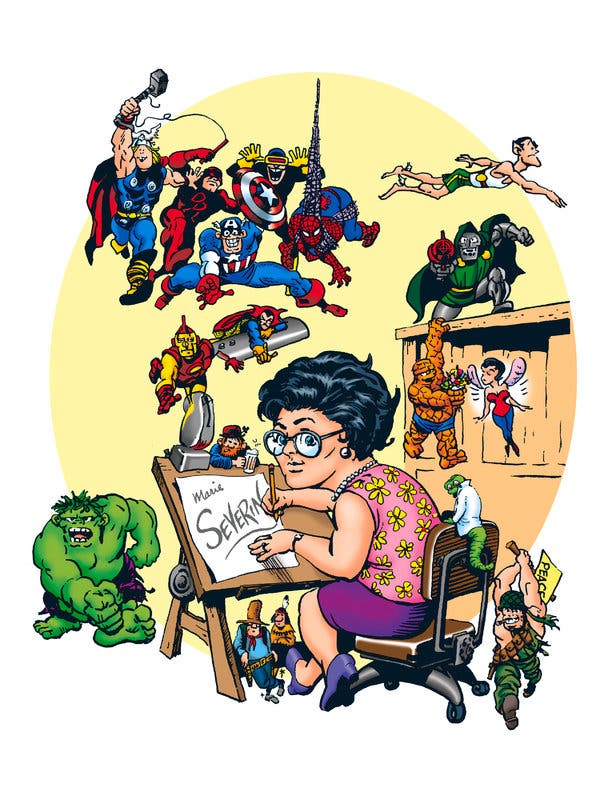 Portrait of Marie Severin, pioneering Marvel Comics artist