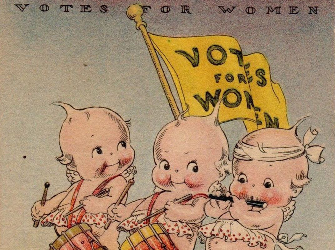 Rose O'Neill's suffrage cartoon featuring her iconic Kewpie characters advocating for women's voting rights