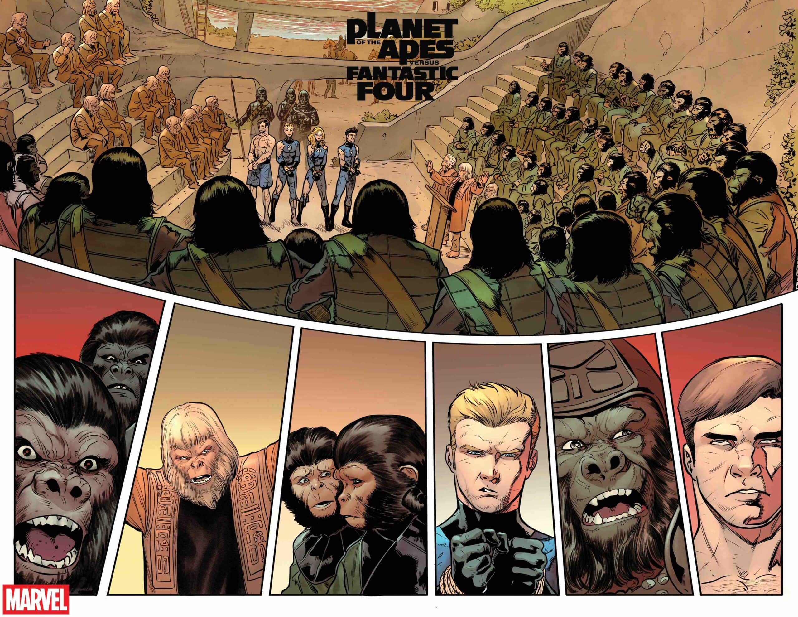 Interior artwork from Planet of the Apes vs. Fantastic Four #1