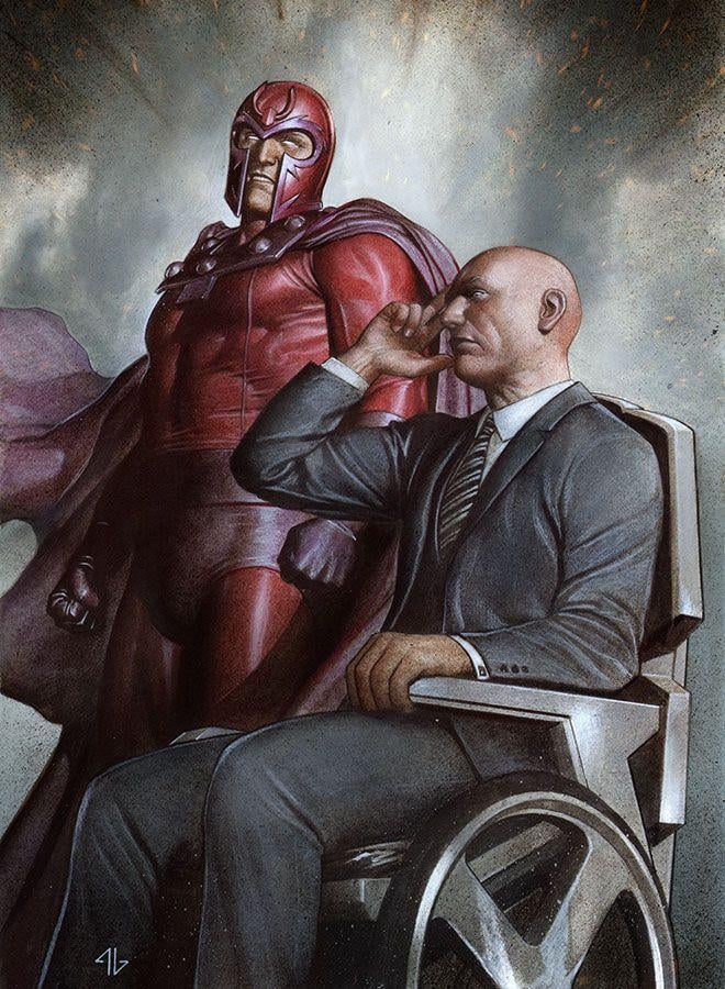 Professor X and Magneto in a tense standoff.