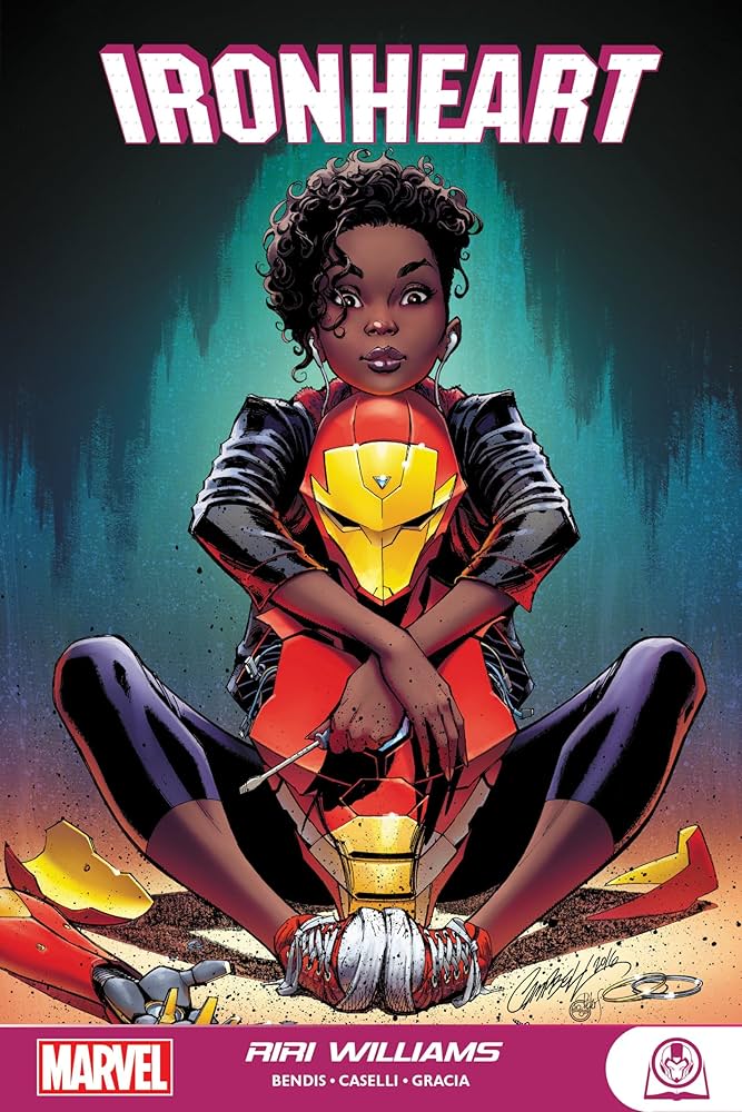 Riri Williams as Ironheart in her custom-built armor.
