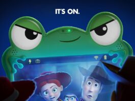 The official teaser poster for Toy Story 5 featuring villain Lilypad