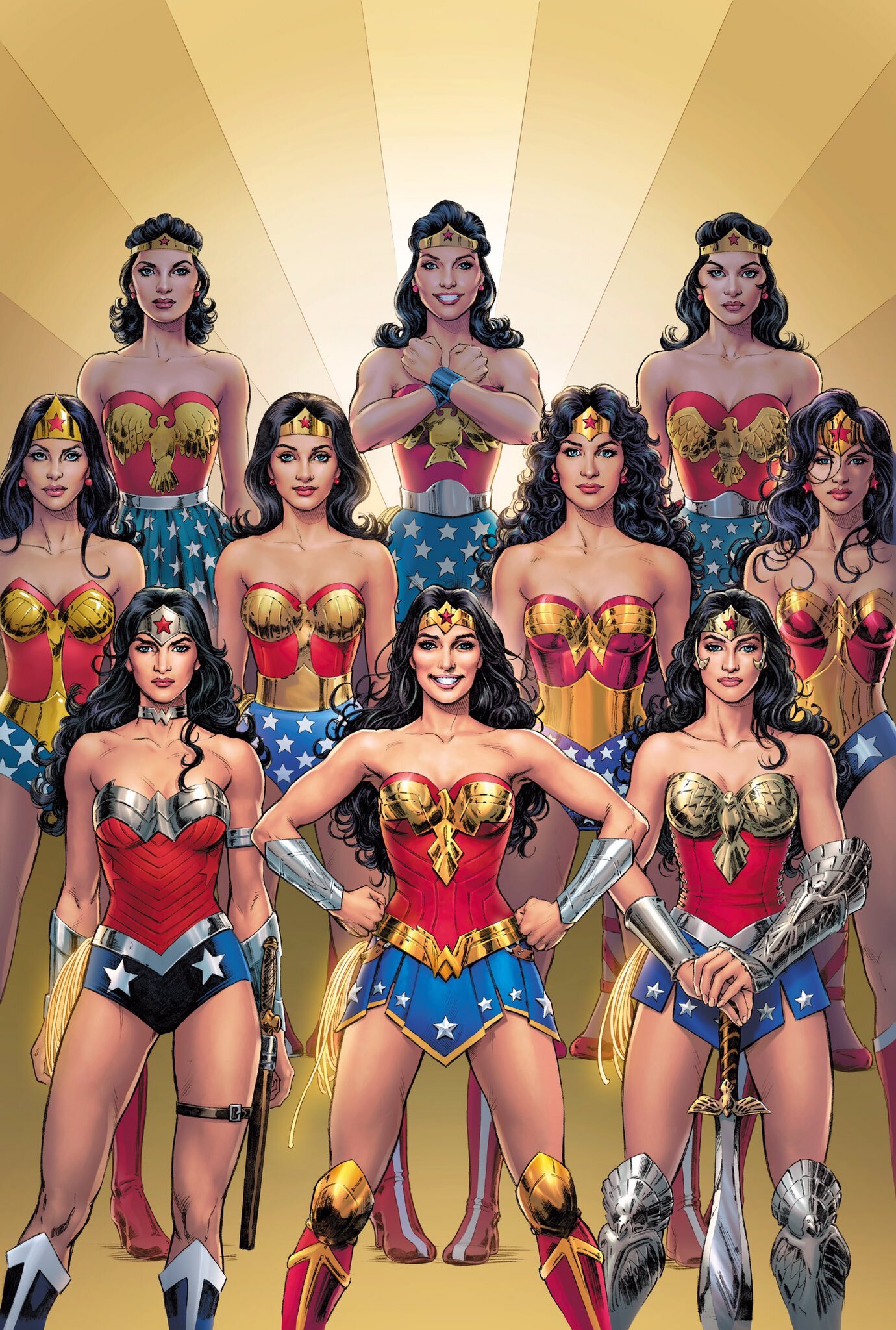 Wonder Woman's costume has evolved significantly since her 1941 debut, reflecting changing cultural values while maintaining her iconic red, blue, and gold color scheme