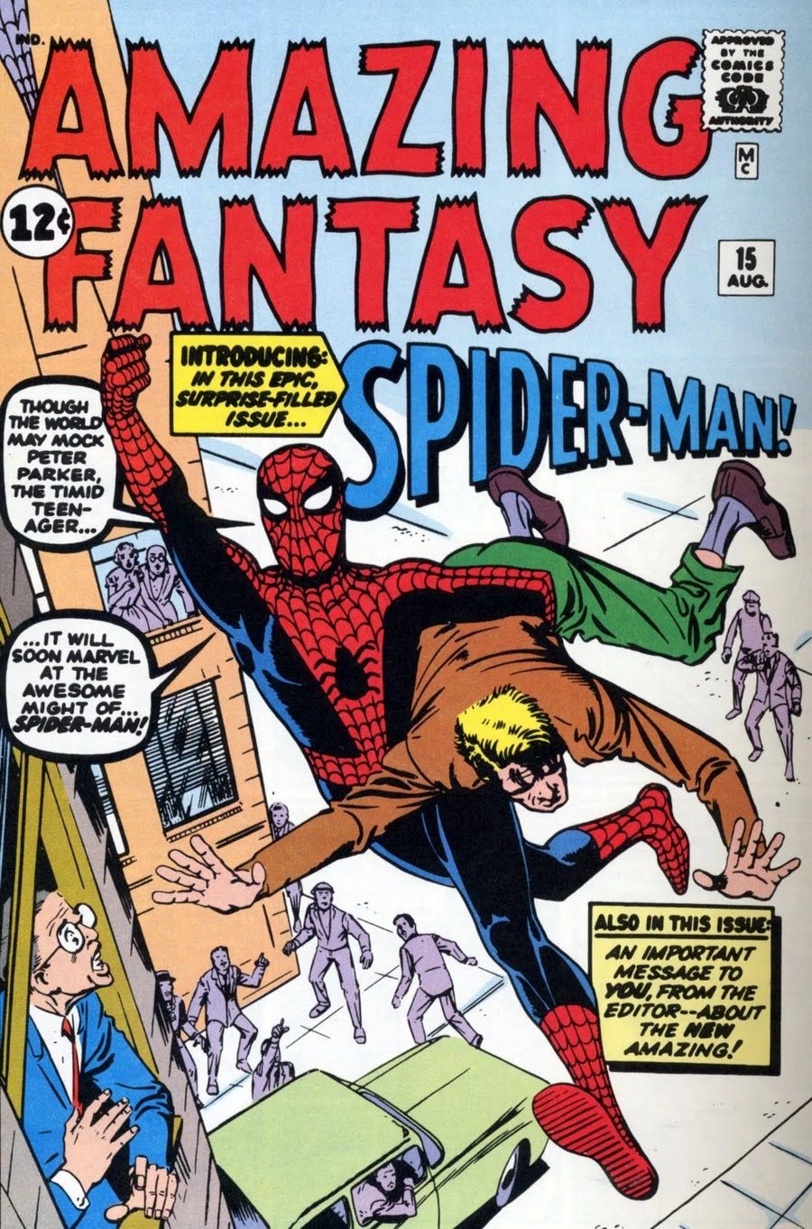 Cover of Amazing Fantasy #15, the first appearance of Spider-Man