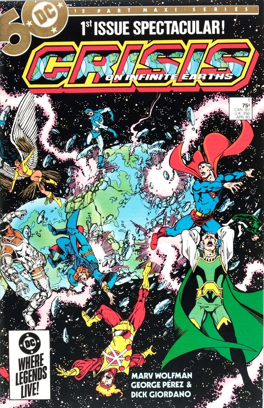 Cover of Crisis on Infinite Earths #1 by George Perez