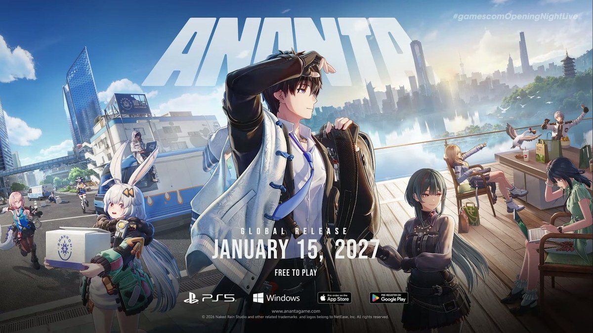 Ananta key art confirming the January 15, 2027 release date across PS5, PC, and mobile