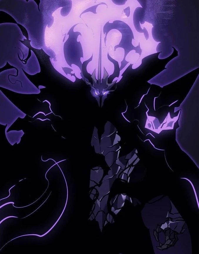 Ashborn, the original Shadow Monarch, depicted as a shadowy armored figure