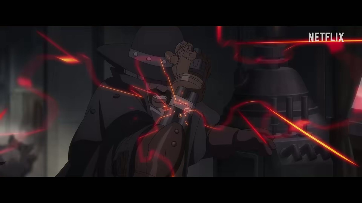 Bass's arm hardware throwing off red energy