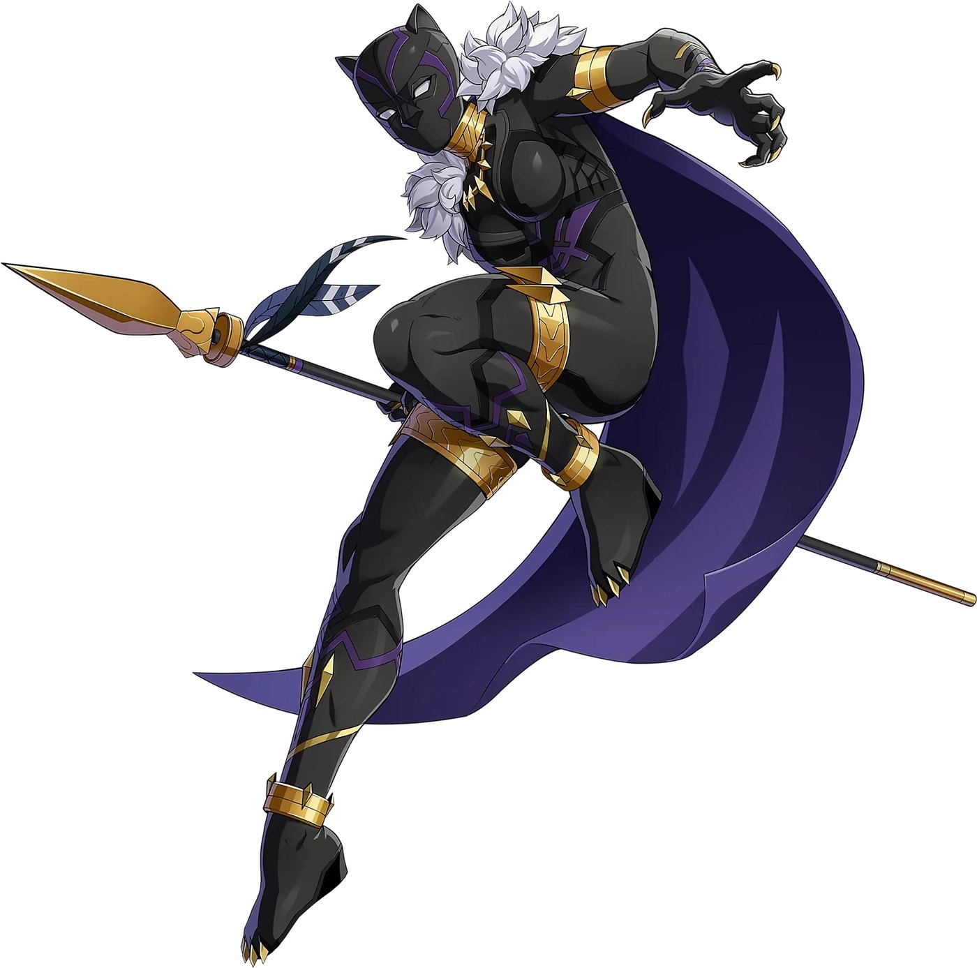 Black Panther, Shuri, mid-attack with spear and vibranium daggers in Marvel Tokon: Fighting Souls