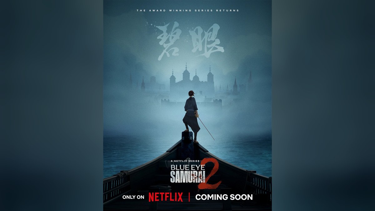 Blue Eye Samurai season 2 key art showing Mizu on a boat approaching London