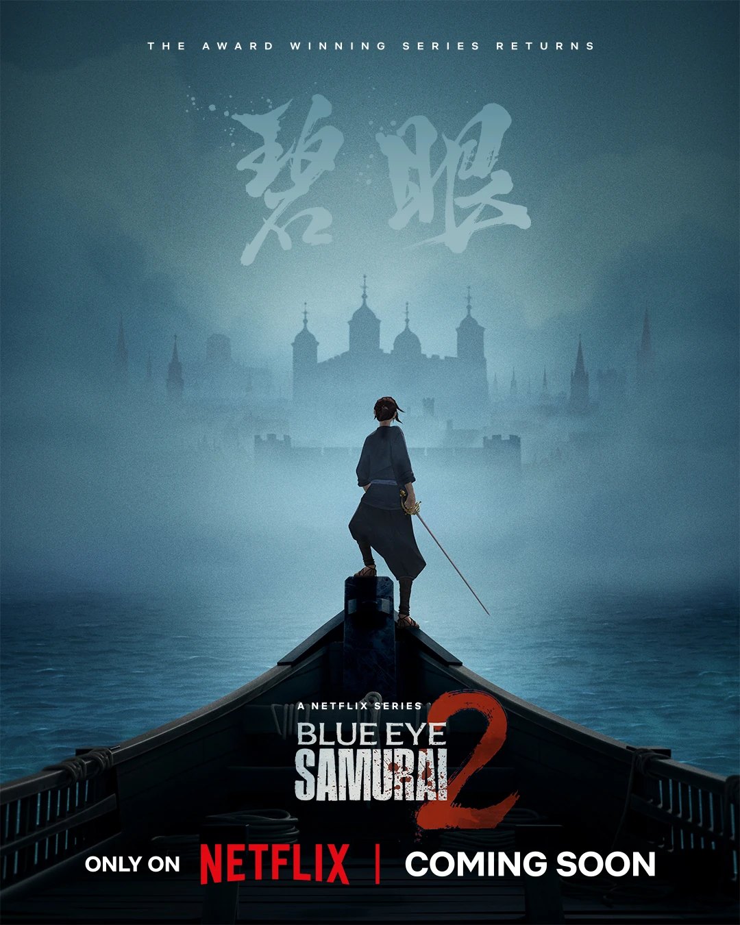 Blue Eye Samurai season 2 poster with Mizu on the River Thames