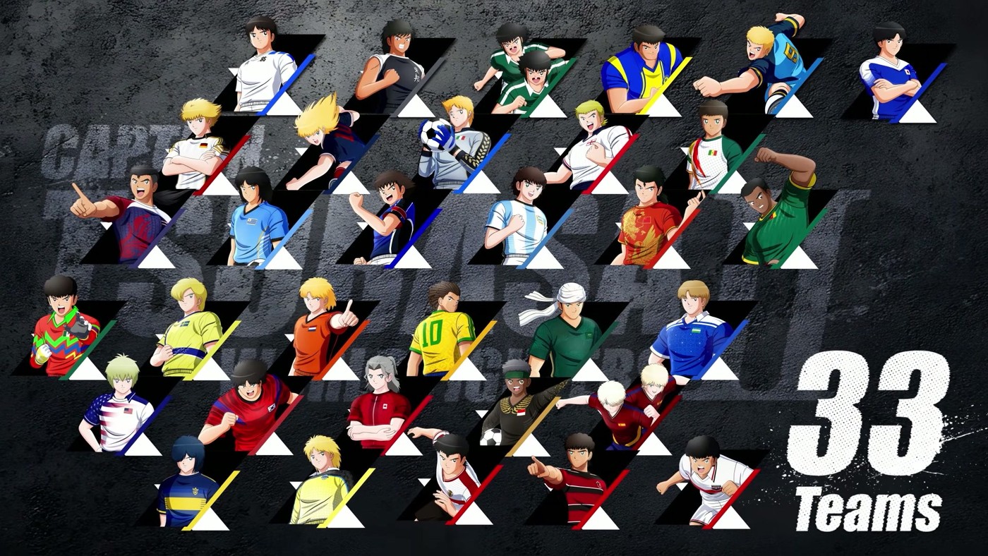 A grid of player character portraits with on-screen text confirming 33 teams