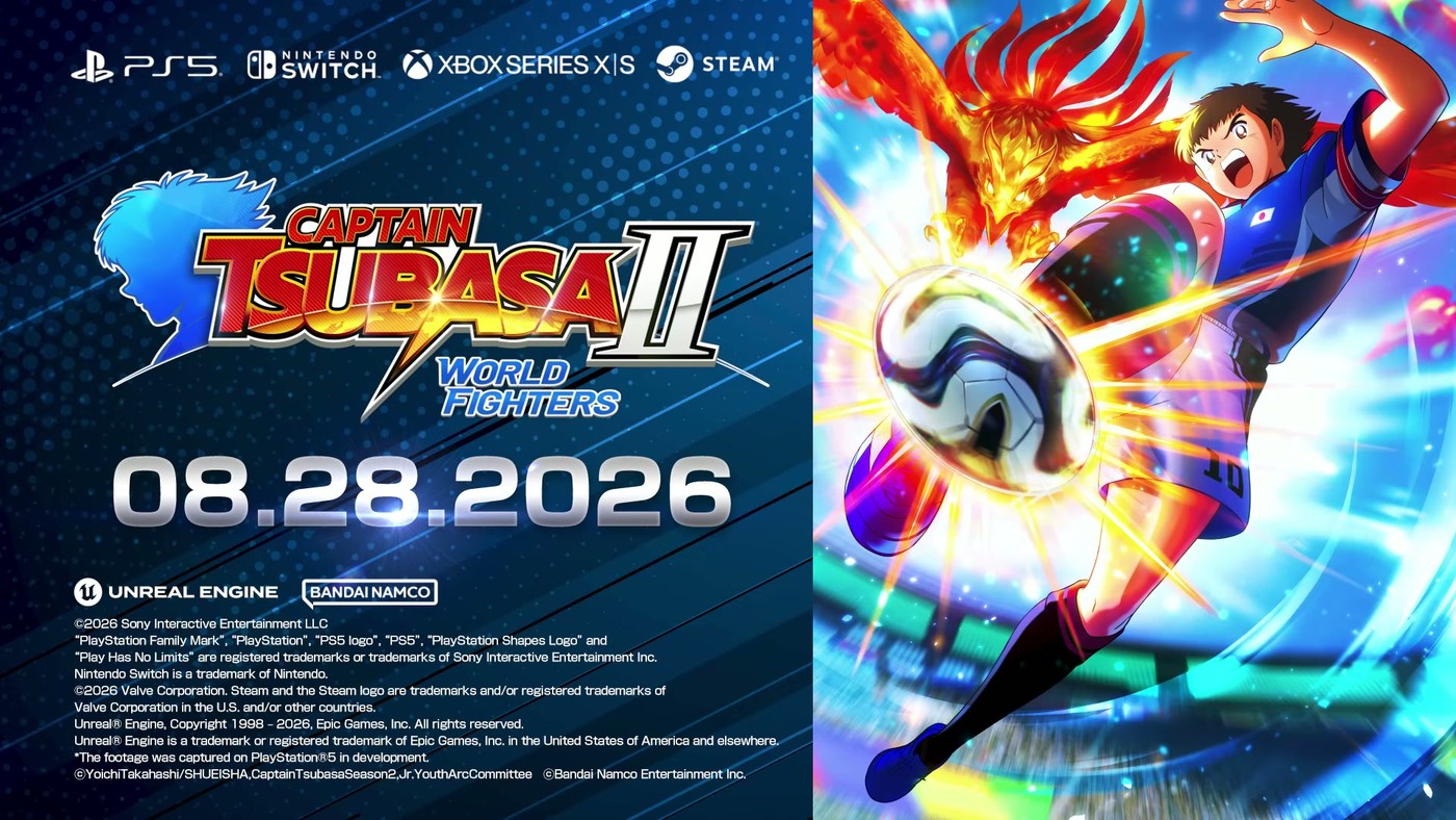 Captain Tsubasa 2 World Fighters key art with release date and platform logos