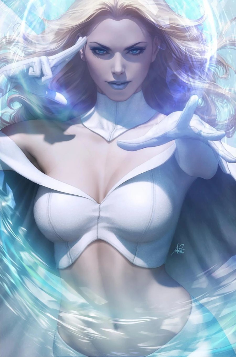 Emma Frost, the White Queen, using her telepathy