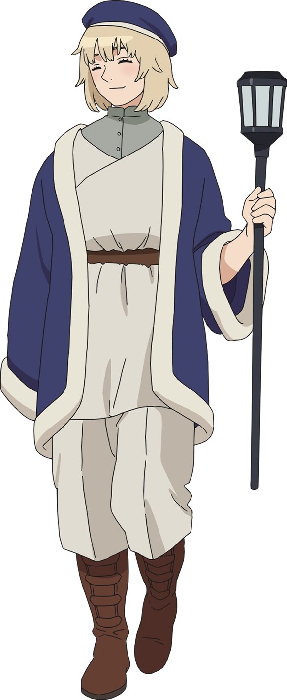 Falin Touden, Laios's sister and a mage, in her Delicious in Dungeon anime character design