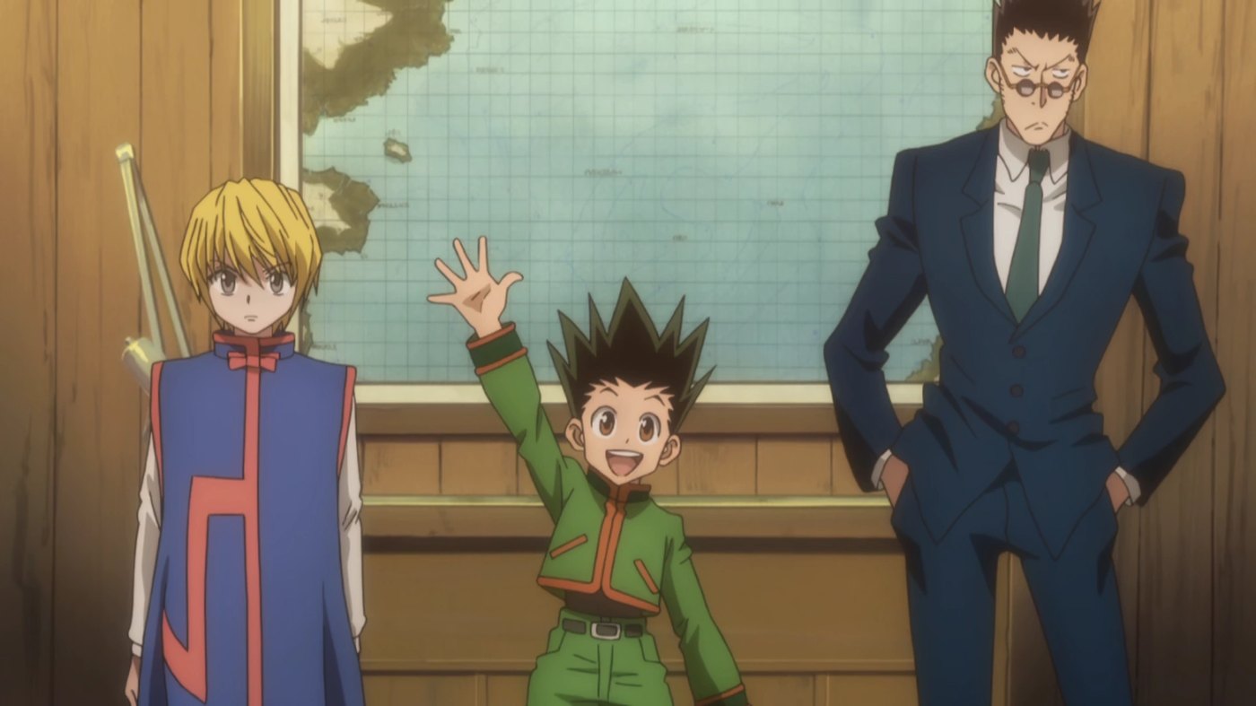 Gon and Killua meet Leorio and Kurapika during the Hunter Exam in the 2011 anime