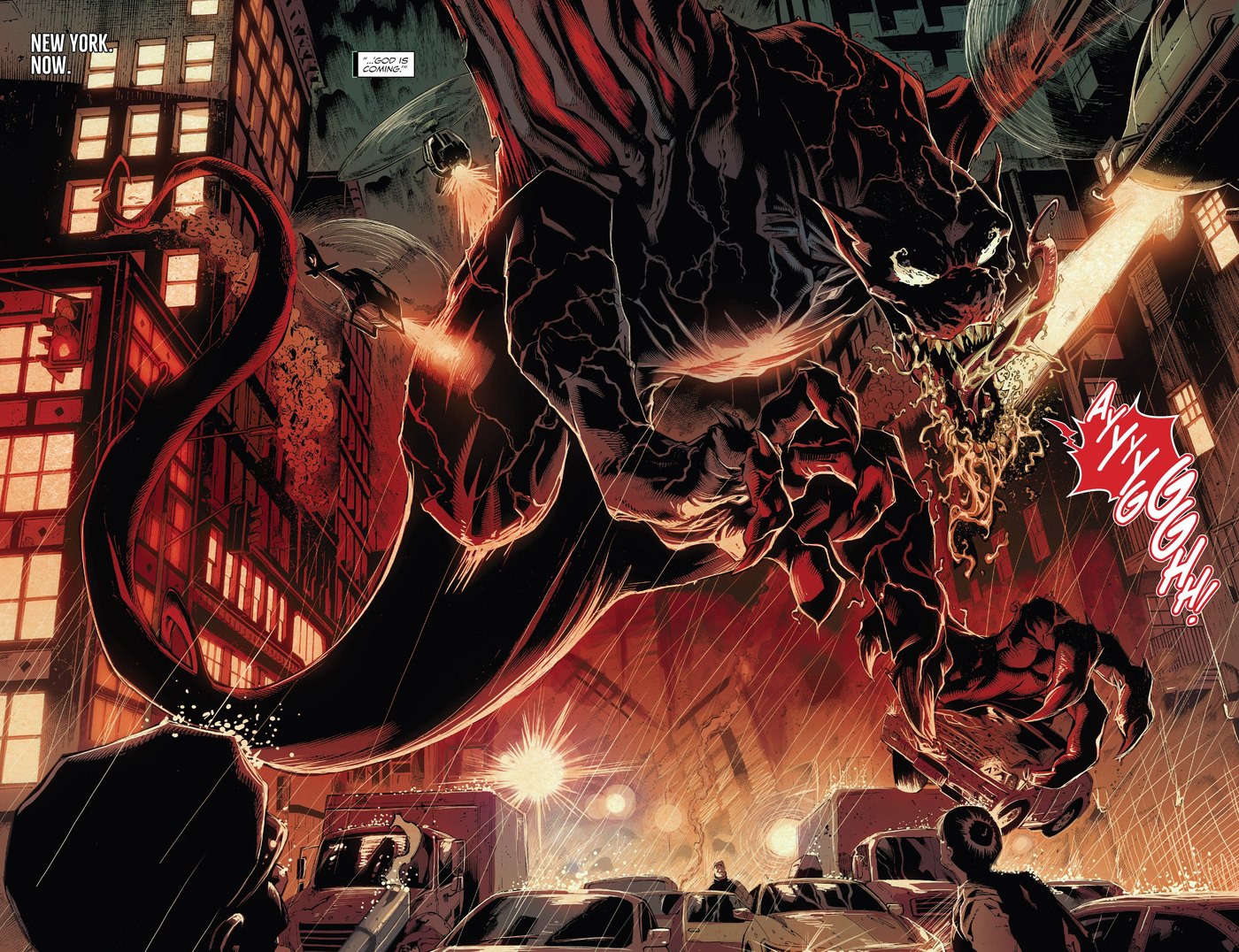 The symbiote dragon Grendel fighting in New York City