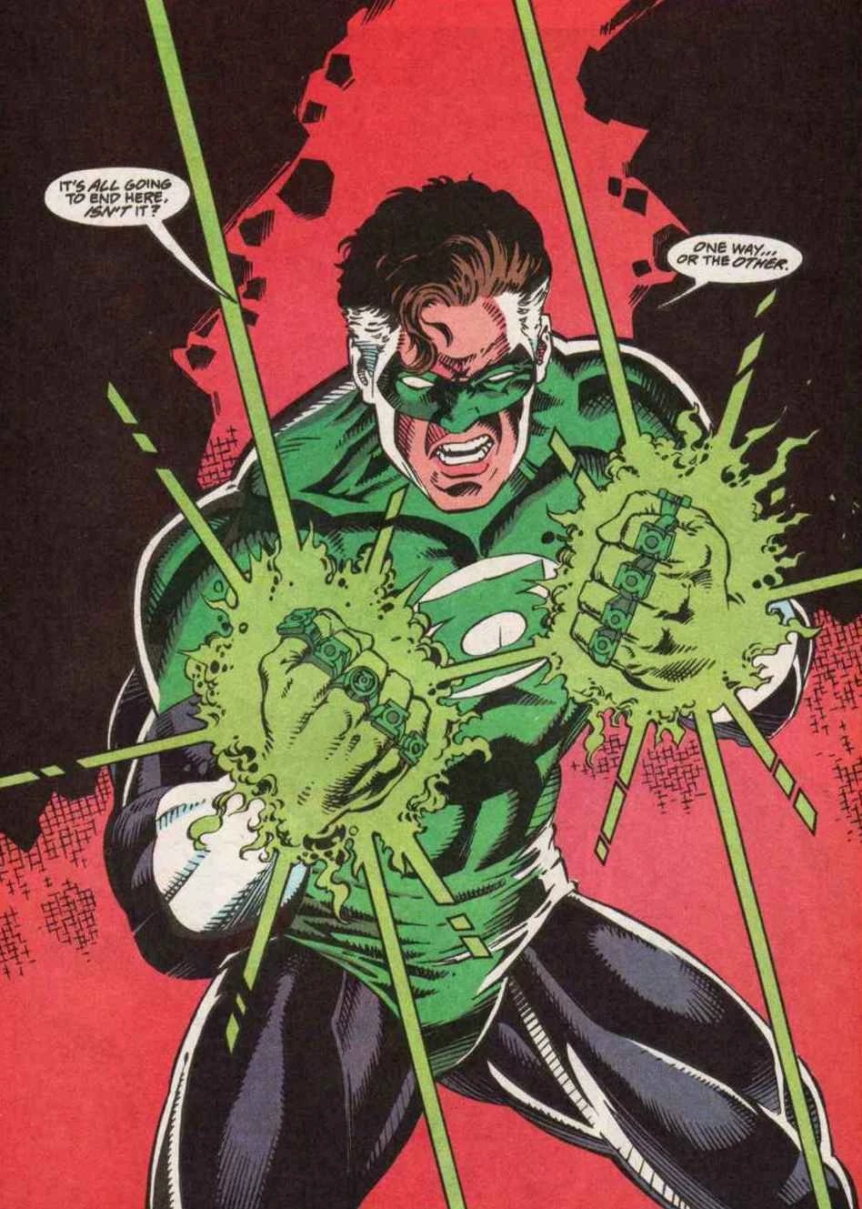 Hal Jordan wearing multiple power rings during Green Lantern: Emerald Twilight