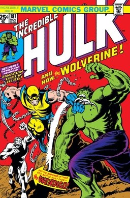 Incredible Hulk 181 cover from 1974, Wolverine's first full appearance