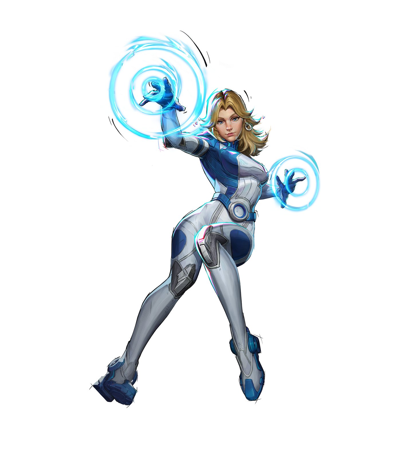 Invisible Woman using her psionic force powers in Marvel Rivals