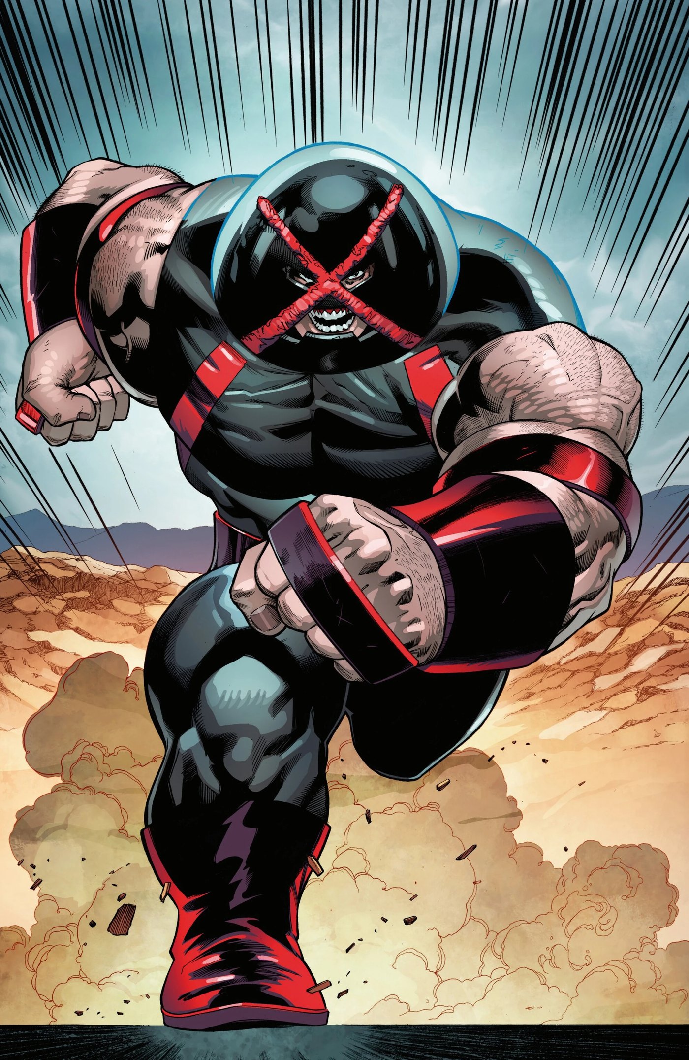 Juggernaut charging forward, Marvel Comics art