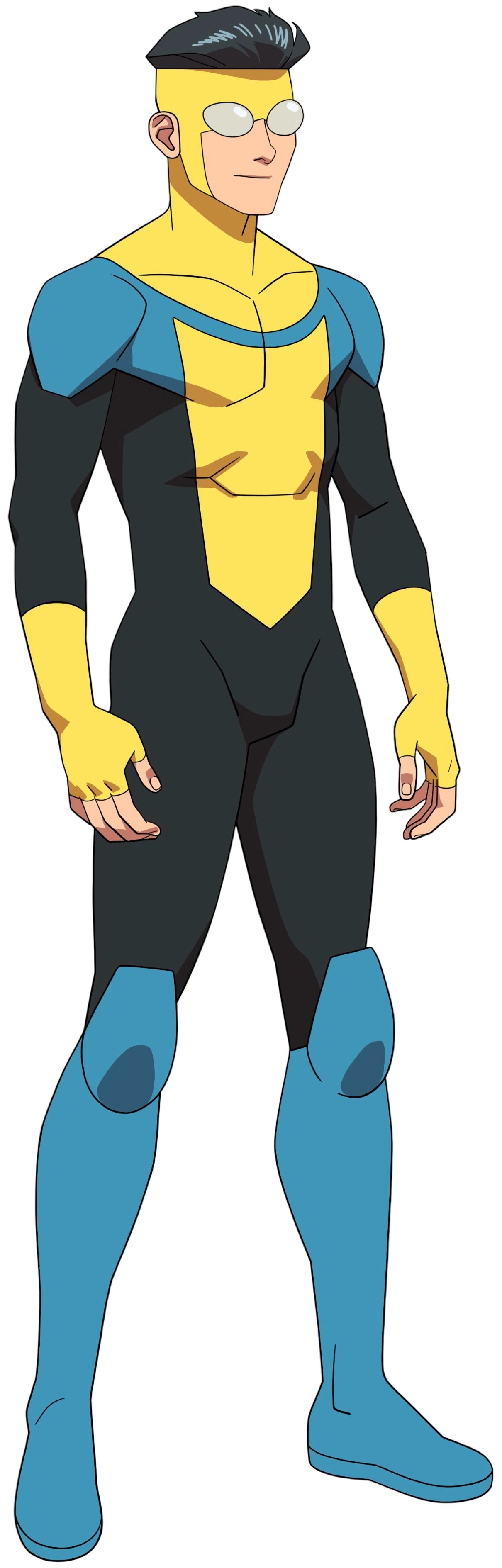 Mark Grayson in his black, yellow, and blue Invincible costume