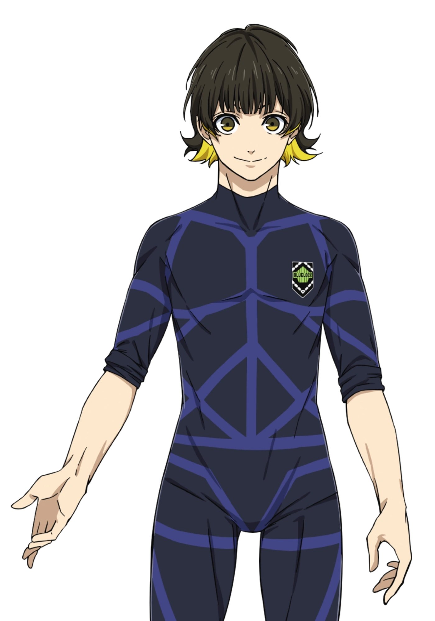 Meguru Bachira in his Blue Lock training gear, official anime character design