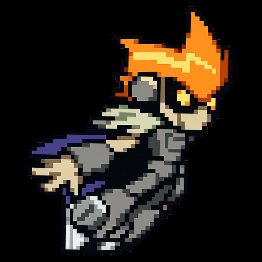 Metal Scott pixel sprite render from the Scott Pilgrim EX video game