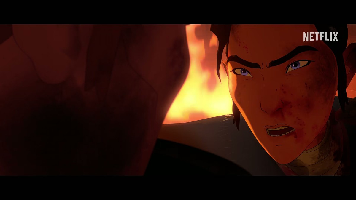 Mizu in firelight in the Blue Eye Samurai season 2 teaser