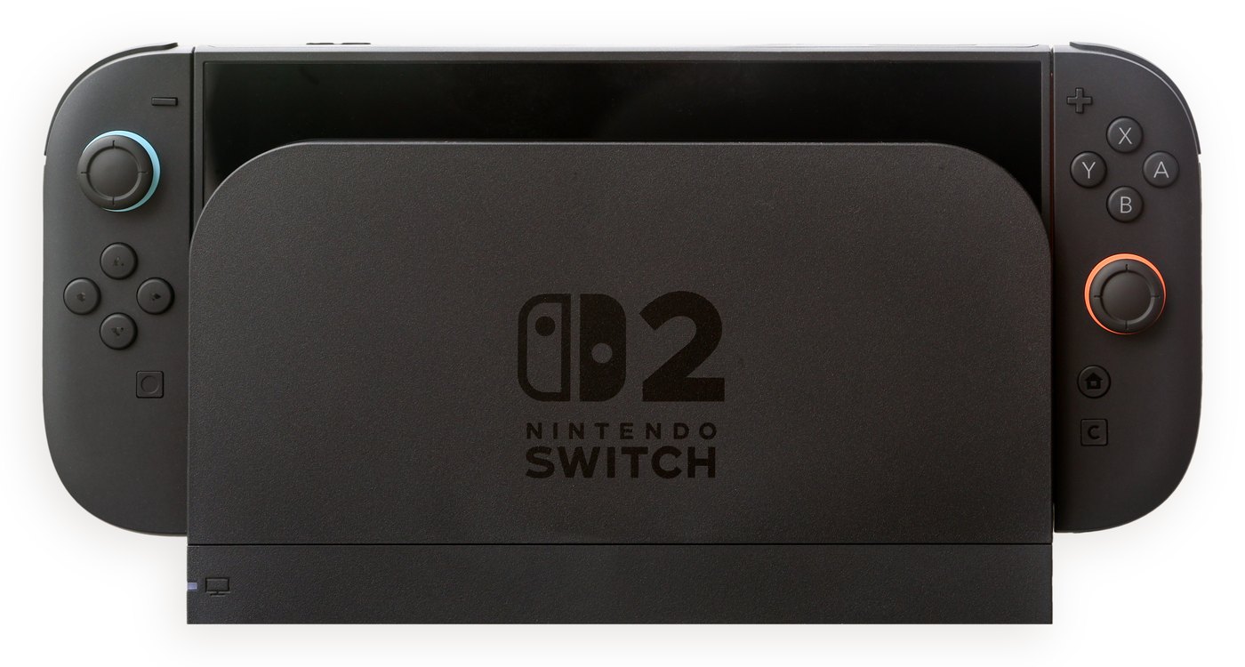 A Nintendo Switch 2 console in its dock
