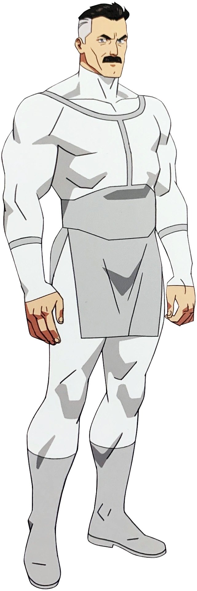 Nolan Grayson (Omni-Man) wearing the white and silver armor of a full-blooded Viltrumite soldier
