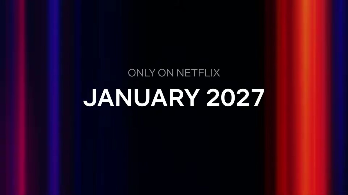 The date card at 0:36.4 &mdash; a re-statement, not a reveal. Frame from the official character trailer. &copy; Netflix / TMS Entertainment.