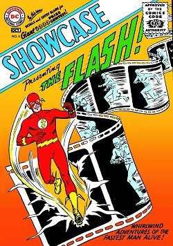 Showcase 4 cover from 1956 introducing the Silver Age Flash