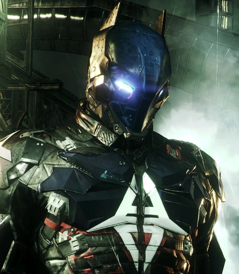 The armoured Arkham Knight, the game's title villain