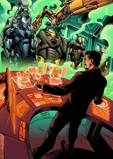Tony Stark designing new Iron Man armor variants