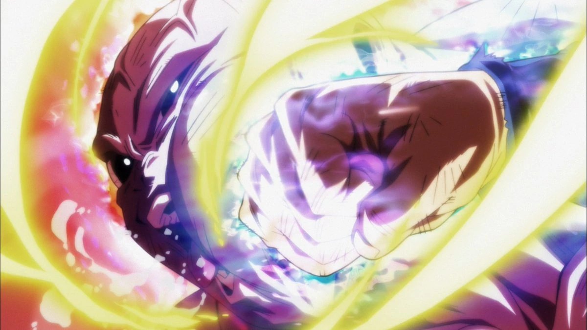 Goku launching an Ultra Instinct rush attack