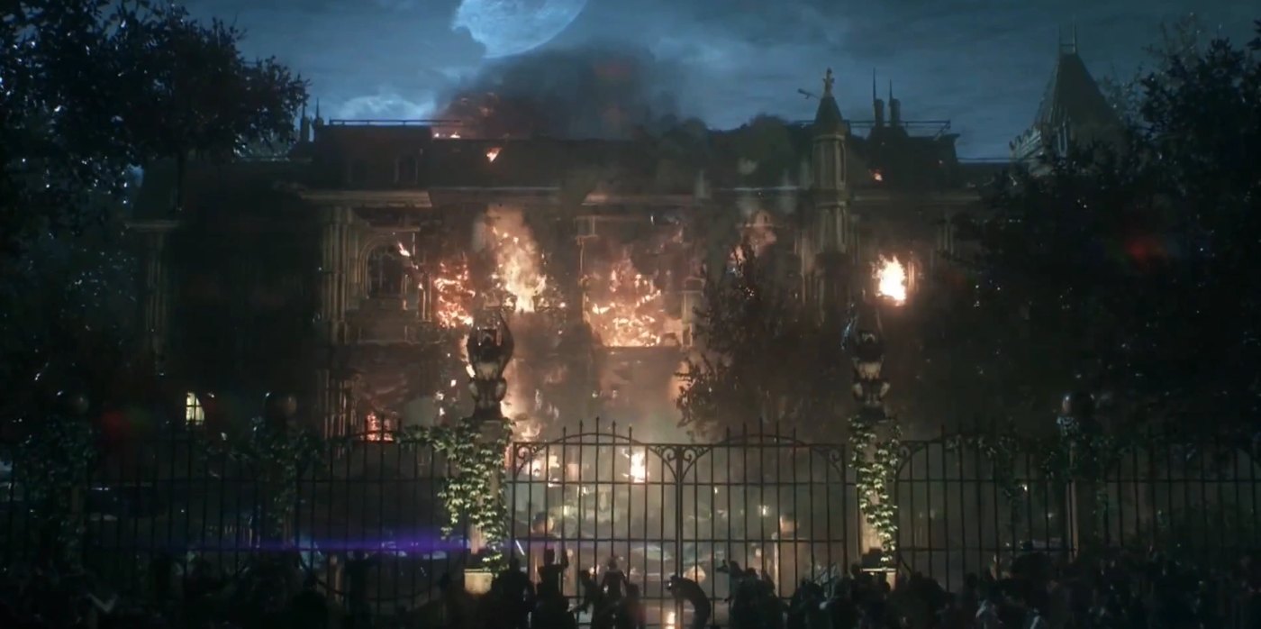 Wayne Manor on the night the Knightfall Protocol is triggered