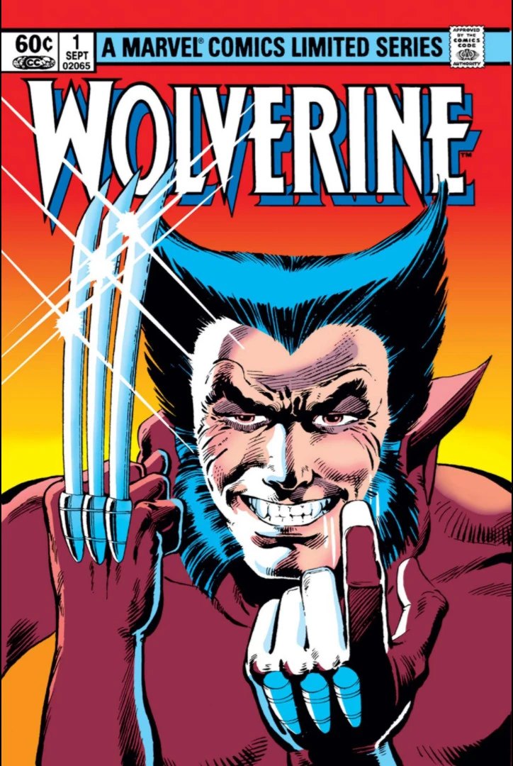 Cover of Wolverine Limited Series #1 (1982), Logan with claws bared against an orange sky