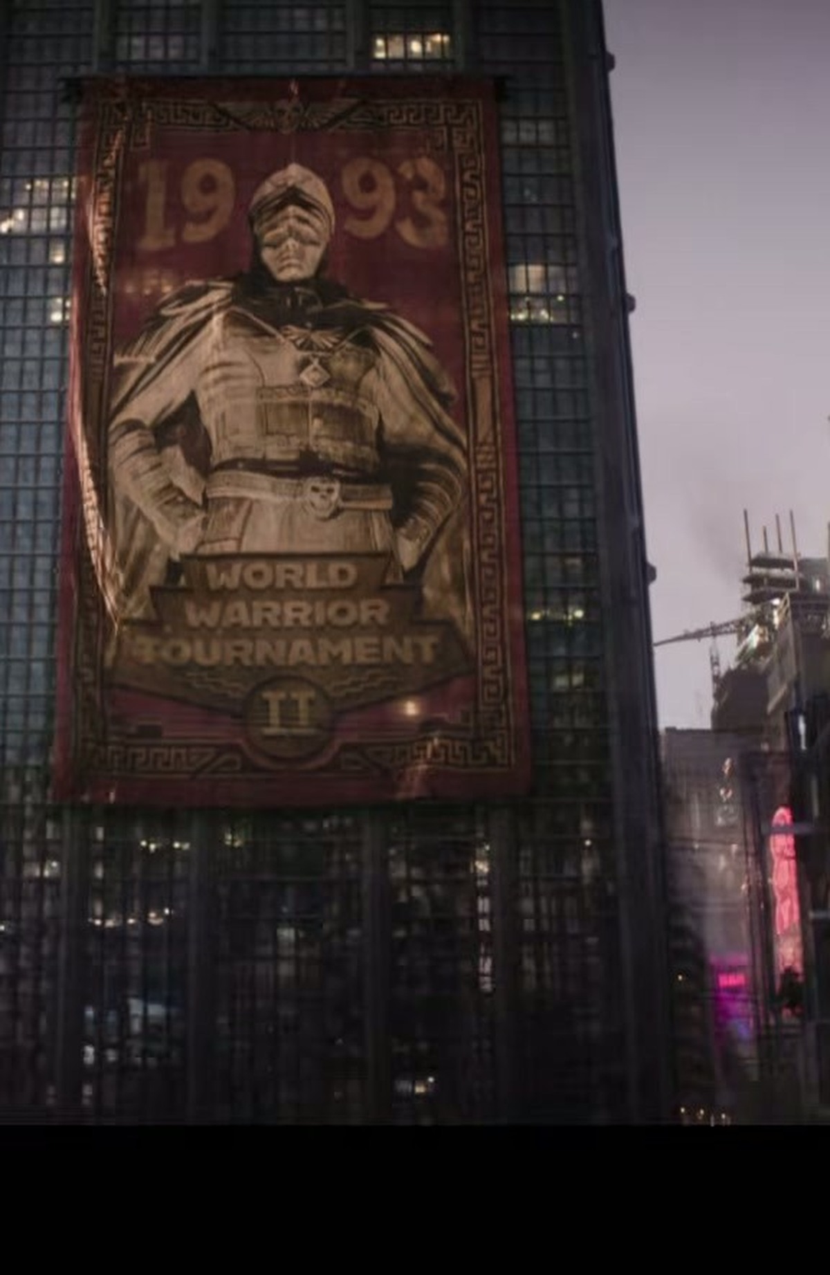 The 1993 World Warrior Tournament II banner from the Street Fighter trailer