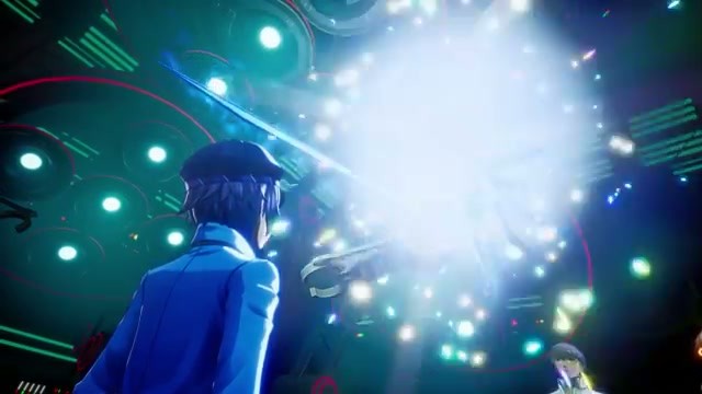 A Persona bursts out in a shower of blue light during a battle in Persona 4 Revival