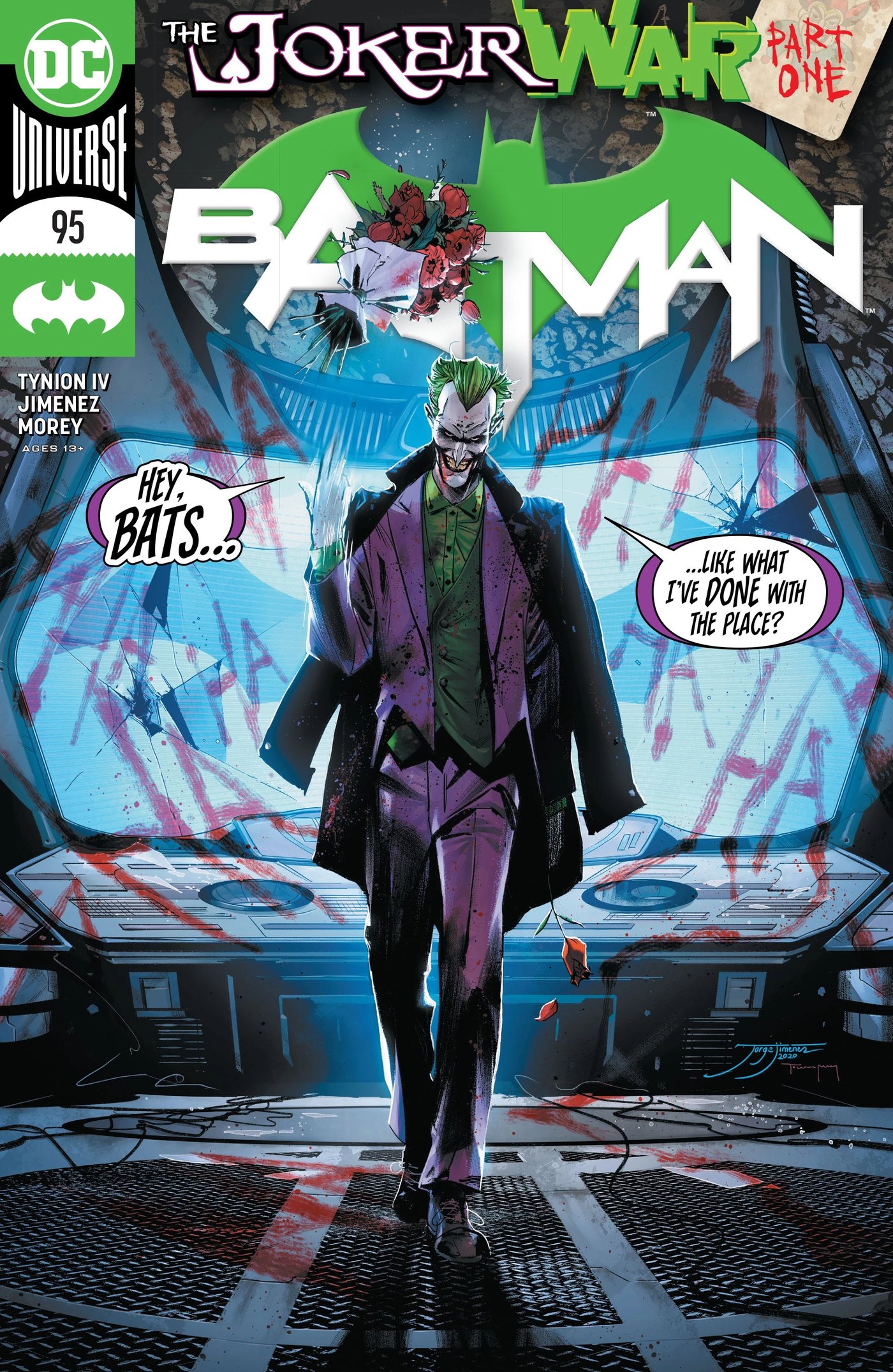 Cover of Batman #95, the start of The Joker War (2020) by James Tynion IV and Jorge Jimenez
